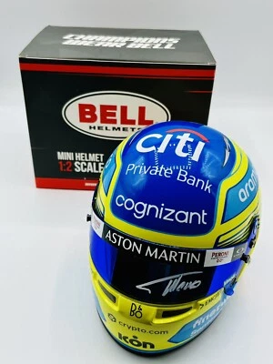 F1, FERNANDO ALONSO ORIGINAL signed 1/2 BELL ASTON MARTIN mini helmet 2023 NEW 8 - Image 1 of 4
