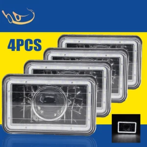 4 PIEZAS Faros de 4x6" Blanco LED Halo Transparente con Proyector Faro Rectangular - Imagen 1 de 5