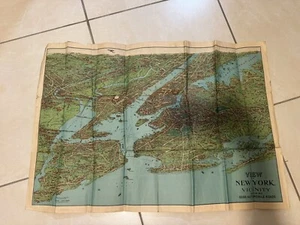 1925 VINTAGE MAP OF NEW YORK CITY BROOKLYN JERSEY CITY MANHATTAN ON REVERSE SIDE - Picture 1 of 11
