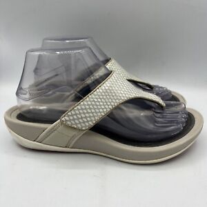 Dansko Jessie Pebble Snakeskin Ivory Pearl Gray Slides Flip Flop Sandals  Sz 7.5