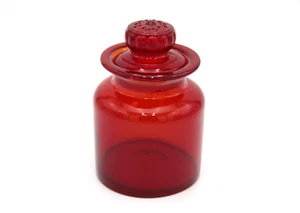 Vintage Small TAKAHASHI Red Glass Apothecary Canister or Jar Made in Japan - Picture 1 of 9