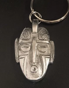 Pewter Tiki Hawaiian Mask Theater Theatre Drama Figurine Keychain - Picture 1 of 1