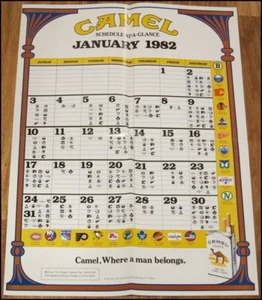 1982 NHL Schedule Foldout Poster 15.5"x21" January Hockey Team Camel Lights VTG - Picture 1 of 7