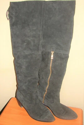 Botas planas Report Signature para mujer talla 8 sobre la rodilla de cuero gamuza negras Foto 1 de 4