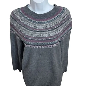 J.Jill Pullover, Damen S Tall, grau, Fair Isle Print, Rundhals, enger Strick, gebraucht, in einwandfreiem Zustand - Bild 1 von 12