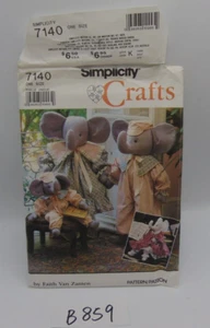 Simplicity 7140 Elephant Dolls Clothes Sewing Pattern Vintage Uncut - Picture 1 of 6