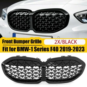 Gloss Black Diamond Front Kidney Grill Grille For BMW 1 Series F40 2019-2023 New - Picture 1 of 13