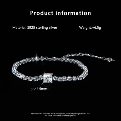 Brazalete de cadena de tenis moissanita VVS1 de corte cuadrado de 0,8 quilates de plata de ley 925 Foto 1 de 4