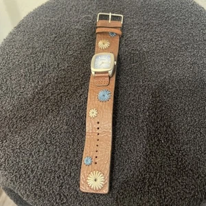 Fossil Women’s Watch With Date, Genuine Leather Strap Flowers Woven - Picture 1 of 9
