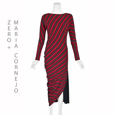 Zero + Maria Cornejo красный и черный в полоску макси платье - ассиметричный - SZ XS - Изображение 1 из 4