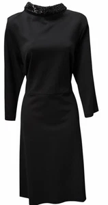 NEU $ 169 Talbots Pailletten Detail Stehkragen Ponte Kleid 12 schwarz Reißverschluss hinten Neu mit Etikett - Bild 1 von 10