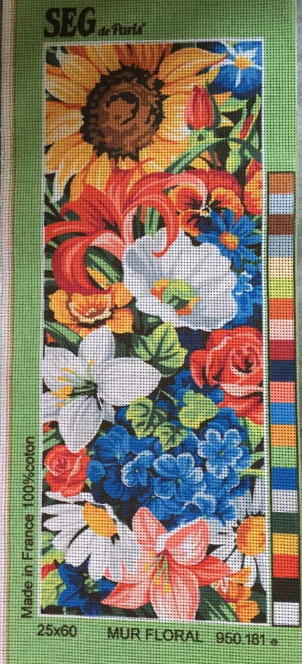 @@*** SUPERBE CANEVAS NEUF SEG 60x25 CM - MUR FLORAL*****@@ - Photo 1/1