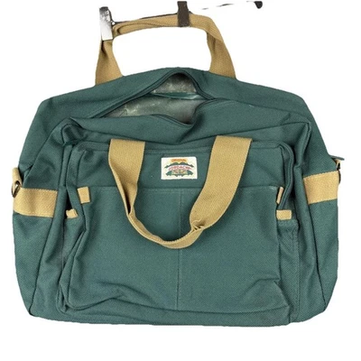 Vintage Jordache Canvas Travel Duffle Bag Green Tan Weekender Carry On Zip - Image 1 of 4