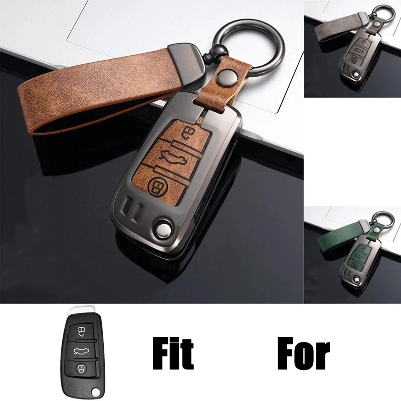 Para Audi A1 A3 A4 A6 Q3 Q5 Q7 RS4 TT Aleación de Zinc Cuero Coche Llavero Estuche Cubierta Foto 1 de 4