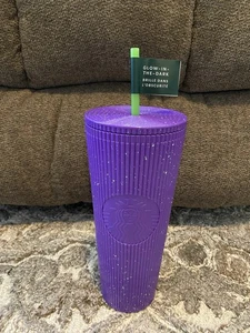 NEU Starbucks Halloween Glow In The Dark Splatter lila/grün 24oz Becher - Bild 1 von 5