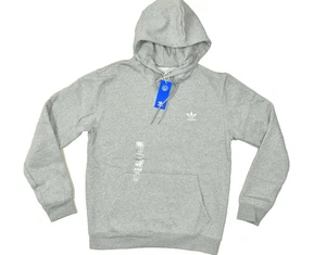 Adidas Men's Gray Pullover Essential Hoodie Sweatshirt Size M Cotton NEW IM4525 - Picture 1 of 8
