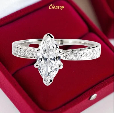 2.50 Ct Marquise Cut IGI Certified Lab Grown Diamond Wedding Ring 18k White Gold - Image 1 of 4