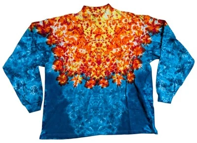 Auténtico tinte tie dye tinte tío John’s 2XL fuego y agua naranja amarillo azul  Foto 1 de 4