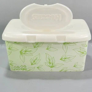 Huggies Baby Wipes Empty Pop-Up Dispenser Refillable Container Tub Green Leaves - Picture 1 of 19