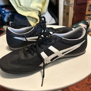Onitsuka Tiger Mens Sz 9.5 Black White Retro Running Shoes Sneakers - Picture 1 of 8