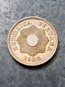 1936 PERU 1 CENTAVO COIN - AU/UNC  High Quality Coin  - Picture 1 of 2