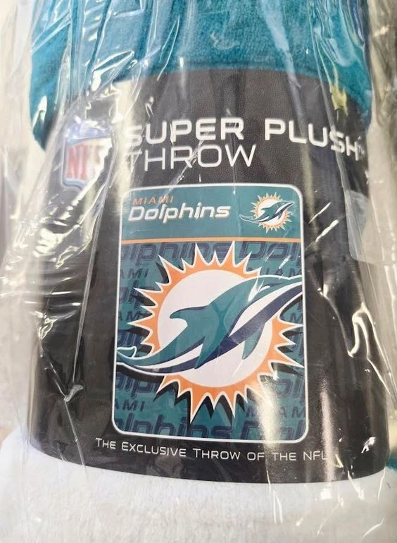 Nueva NFL Miami Dolphins Suave Micro Rasche Manta Grande 46" X 60" Foto 1 de 2