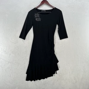 Vintage Jodi Kristopher Kleid XS schwarz Blumen Rüschen Fee asymmetrisch Y2K launisch - Bild 1 von 12