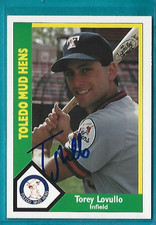 TOREY LOVULLO signed 1990 CMC baseball card #24 TOLEDO MUD HENS