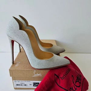 Christian Louboutin Hot Chick 100 Glitzer Silber Pumps 38 So Kate Pigalle Hochzeit - Bild 1 von 14