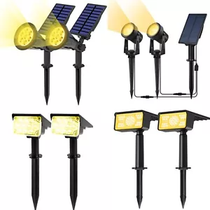 2er Set Warmweiß LED Solar Gartenstrahler IP65 wasserdicht für Bewegungsmelder - Bild 1 von 37