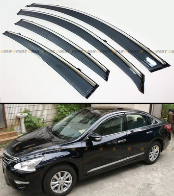 ЗАЖИМ НА ТИП ДЫМОВОЙ КОЗЫРЕК ОКНА С ХРОМИРОВАННОЙ ОТДЕЛКОЙ ДЛЯ 2013-15 NISSAN ALTIMA СЕДАН - Изображение 1 из 4