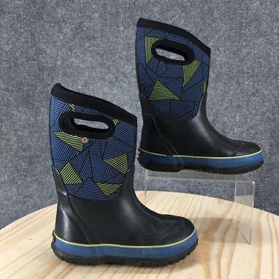 Bogs Boots Youth 1 Classic Big Geo Rain Black Pull On Casual MId Calf 78797-460 - Image 1 of 4
