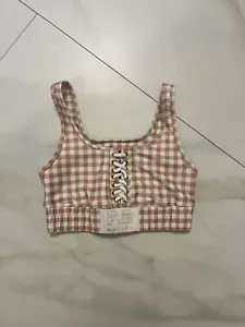 PE NATION Extra Time Sports Bra Gingham Print - Picture 1 of 4