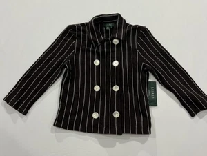 Ralph Lauren Jacke Damen klein schwarz weiß gestreift LRL zweireihig - Bild 1 von 10