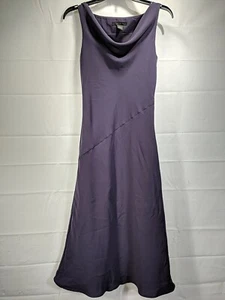 THE LIMITED Women's Fit & Flare Dress size 2 Purple Cowl Neck Slvless Midi Lined - Picture 1 of 15