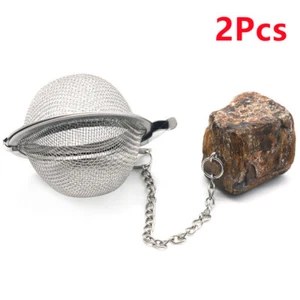 2Pcs Tiger Eye Gem Raw Stone Stainless Steel Tea Filter Strainer Infuser HT2344 - Picture 1 of 8