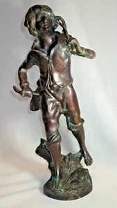 Bronze Brass Statue of Boy Carrying Grapes - After Moreau - 13.5" tall - Picture 1 of 10