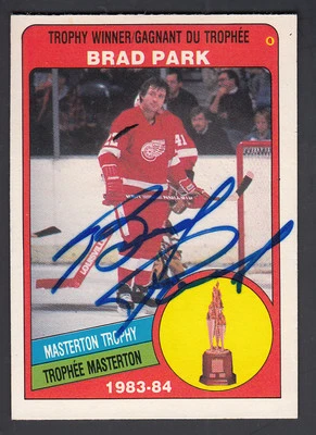 Brad Park Autographed 1984-85 O-Pee-Chee Trophy Winner Card #378 Red Wings JSA - Image 1 of 2