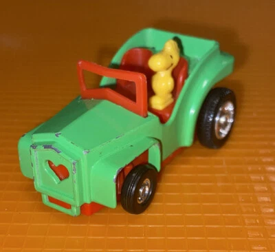 Vintage 1965 Aviva Peanuts Woodstock Jeep Car Diecast Japan Rare Original Heart - Image 1 of 4
