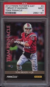 2013 Panini Father's Day Team Pinnacle 4 Peyton Manning/Tom Brady PSA 9 Mint - Picture 1 of 3