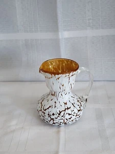 Vintage 1960s Pilgrim Art Glass Mini Pitcher Orange & White Splatter Ware - Picture 1 of 6