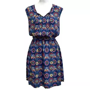 Abito estivo boho Matilda Jane blu floreale splendido scollo cravatta lunghezza ginocchio tg S - Foto 1 di 11