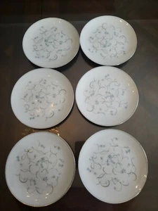 NORITAKE China ALICIA-5762 8.25 Salad Plate Silver Trim set of 6 - Picture 1 of 4