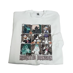 Haunted Mansion Disneyland Characters Crewneck Sweater White Size L Halloween - Picture 1 of 9