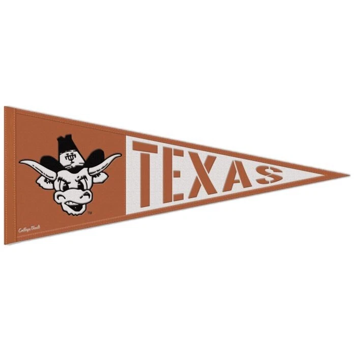 Texas Longhorns Throwback NCAA Embroidered Wool 13" X 32" Pennant - Image 1 of 1