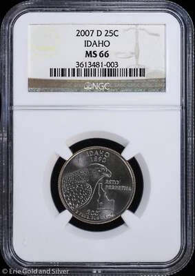 2007-D 25c Idaho ID State Quarter NGC MS 66 | Uncirculated UNC BU - Image 1 of 4