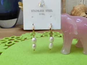 Süsswasser Perlen Ohrringe Edelstahl Vergoldet - Bild 1 von 1