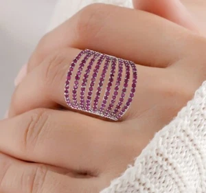 Umwerfend Cubic Zirkonia Nine Line Riesiges Hochzeit Damen Ring Variant Color - Bild 1 von 129