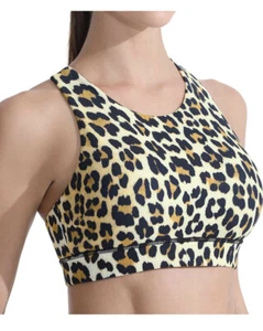 Anthropologie Vie Active Hannah Leopard Racerback Yoga Fitness Sports Bra M - Picture 1 of 4