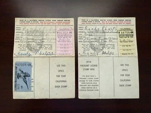 (2) Vintage California 1972 & 1973 Duck Stamp Hunting Licenses - Picture 1 of 2
